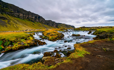 Foss - small waterfall close to Dverghamrar, Southern Iceland