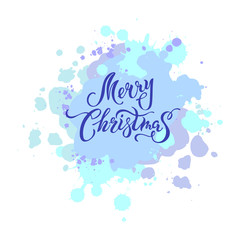 Merry Christmas handwritten lettering  isolated on background. Calligraphic design for Happy holidays greeting card, postcard motive, badge, web, invitation, poster. Typography for winter holidays