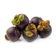 Ripe mangosteen fruit isolated on a white background