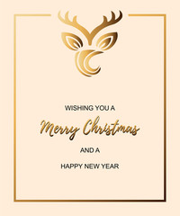 Merry Christmas vector illustration with Deer symbol. Deer as logo, badge, patch. Deer for invitation, greetings, party, Merry Christmas motive, winter holidays, birthday.