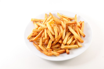 french fries on white background