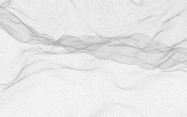 Abstract landscape on a white background. Cyberspace grid. Hi-tech network. 3d technology illustration