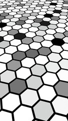 Black honeycomb with a gradient color. Perspective view on polygon look like honeycomb. Isometric geometry. 3D illustration