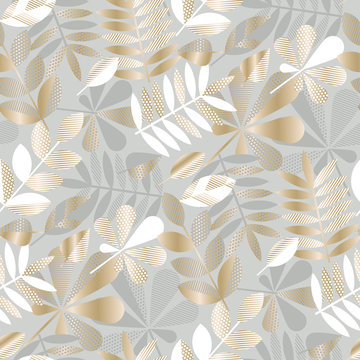 Luxury geometric fall leaves seamless pattern