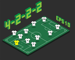 Football 4-2-2-2  formation with isometric field.