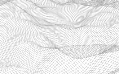 Abstract landscape on a white background. Cyberspace grid. Hi-tech network. 3d illustration