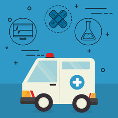 Fototapeta premium ambulance with medical healthcare icons