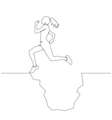 Fototapeta premium A woman overcomes an obstacle. Runs, jumps.