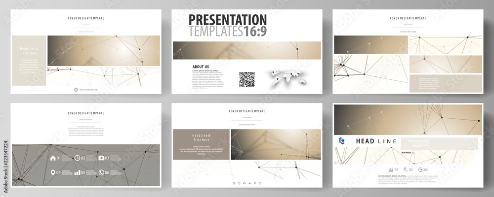 Poster business templates in hd format for presentation slides. abstract vector layouts in flat design. tec