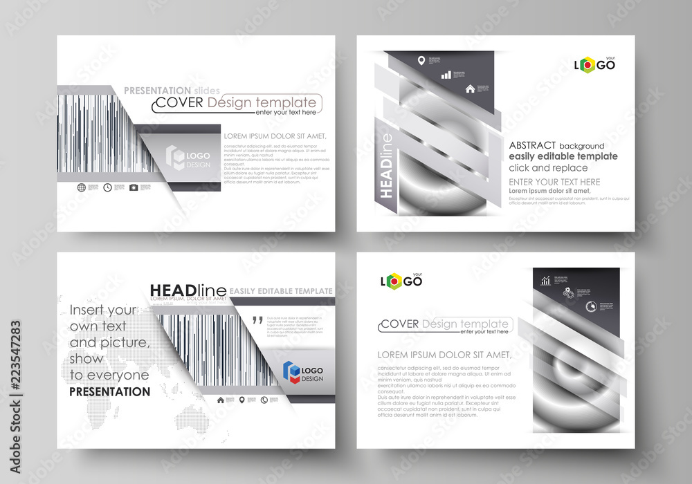 Poster set of business templates for presentation slides. easy editable abstract vector layouts in flat des