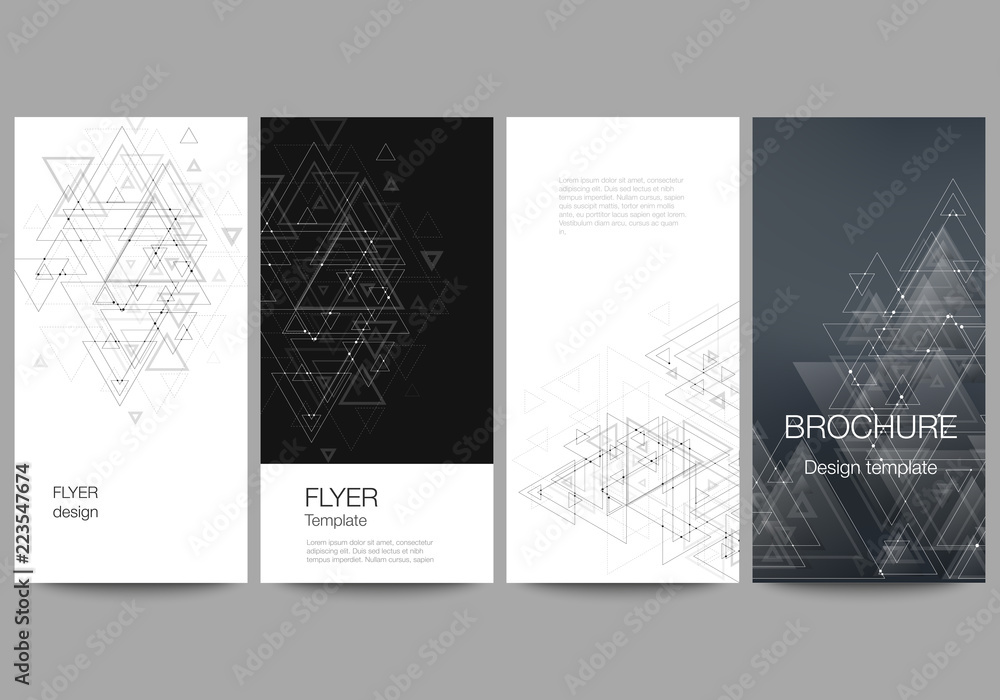 Poster the minimalistic abstract editable vector layout of four modern vertical banners, flyers design busi