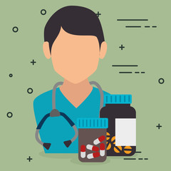 doctor with medical healthcare icons