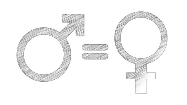 Animation of the gender equality symbol  in the sketch style with alpha channel.