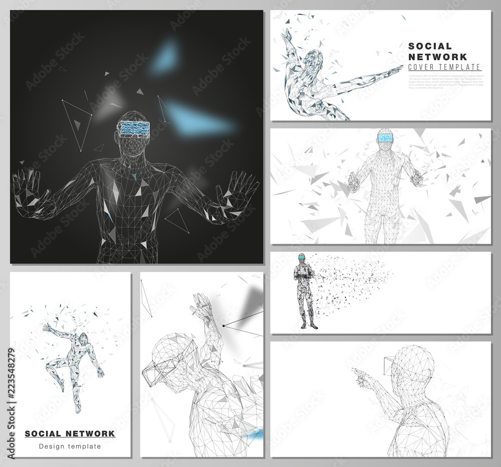 Poster the minimalistic abstract vector illustration of the editable layouts of modern social network mocku