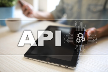 Application programming interface. API. Software development concept.