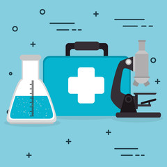 medical kit with medical healthcare icons