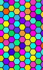 Honeycomb many color, multicolored. Isometric geometry. 3D illustration