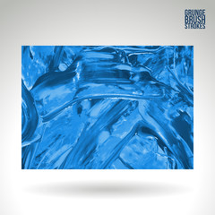 Blue brush stroke and texture. Grunge vector abstract hand - painted element. Underline and border design.