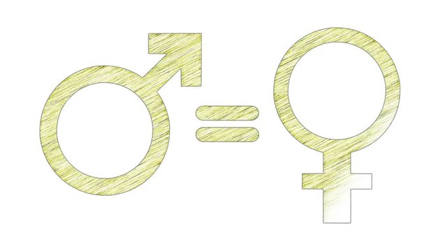 Animation of the gender equality symbol  in the sketch style with alpha channel.