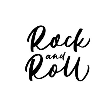 Rock and roll card. Hand drawn brush style modern calligraphy. Vector illustration of handwritten lettering. 