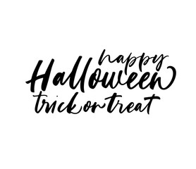 Happy Halloween card. Vector holiday lettering. Ink illustration. Modern brush calligraphy. Isolated on white background.