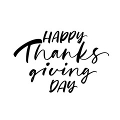 Happy Thanksgiving day card. Hand drawn modern brush calligraphy.