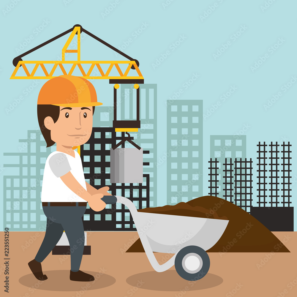 Poster man builder character working