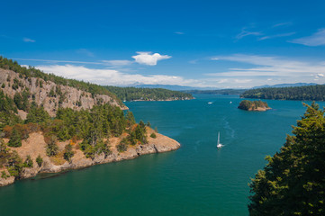 Fototapeta premium A yacht and Deception Pass
