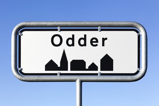 Odder City Road Sign In Denmark 