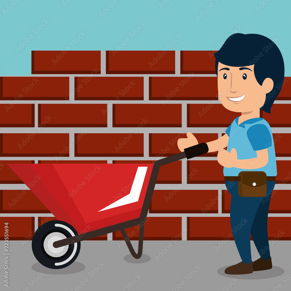 Poster man builder character working