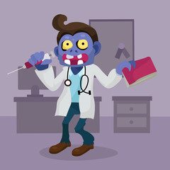 Zombie in doctor suit, illustration character vector, halloween character .