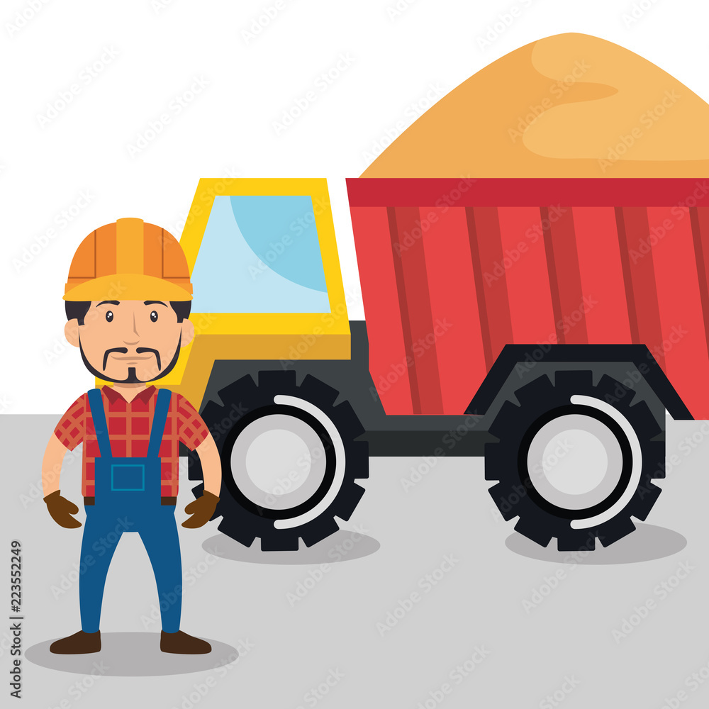 Poster man builder character working