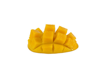 Mango cubes isolated on a white background