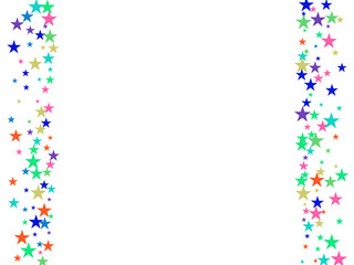 Rainbow Stars Confetti Vector Magic Cosmic Garland. Magic Christmas Lights, Gamour Sparkles, Glitter for Birthday Party Celebration. New Year Holiday Falling Down Stars Confetti, Festival Fireworks.