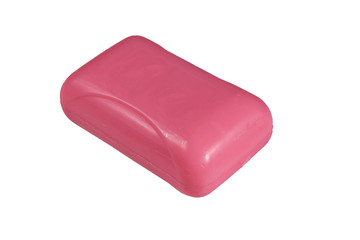 Pink soap isolated on the white background