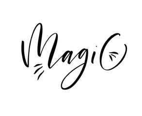 Obraz premium Magic card. Hand drawn brush style modern calligraphy. Vector illustration of handwritten lettering. 