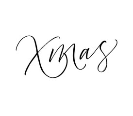 Xmas card. Holiday lettering. Ink illustration. Modern brush calligraphy.