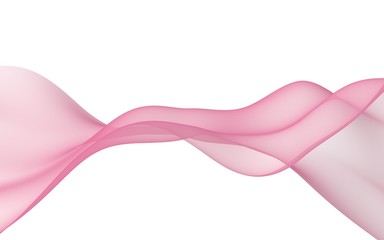 Abstract pink wave. Bright pink ribbon on white background. Pink scarf. Abstract smoke. Raster air background. Vertical image orientation. 3D illustration