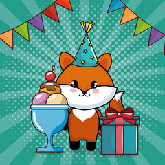 happy birthday card with cute fox