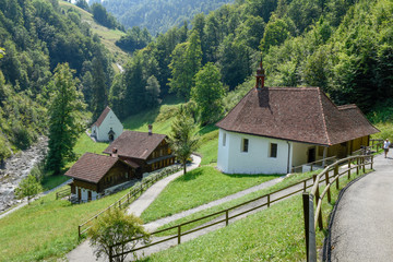 Chapel Ranft of saint hermit Niklaus von Flüe at Flüeli-Ranft on the Swiss alps