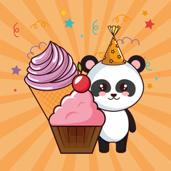 happy birthday card with panda bear