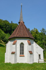 Fototapeta na wymiar Chapel Ranft of saint hermit Niklaus von Flüe at Flüeli-Ranft on Switzerland