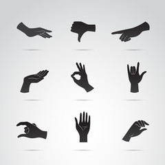 Collection of hand gesture icons. Vector art. 