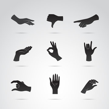 Collection of hand gesture icons. Vector art. 