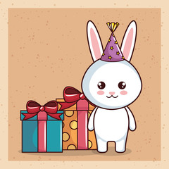 happy birthday card with cute rabbit