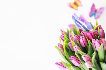 Bouquet of beautiful pink tulips