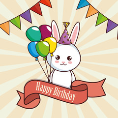 happy birthday card with cute rabbit