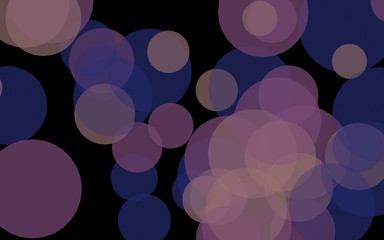 Multicolored translucent circles on a dark background. Gray tones. 3D illustration