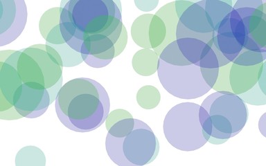 Multicolored translucent circles on a white background. Green tones. 3D illustration