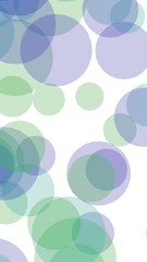 Multicolored translucent circles on a white background. Green tones. 3D illustration